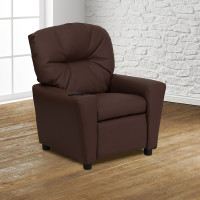 Flash Furniture Contemporary Kids' Dark Brown Leather Recliner with Cup Holder BT-7950-KID-BRN-LEA-GG